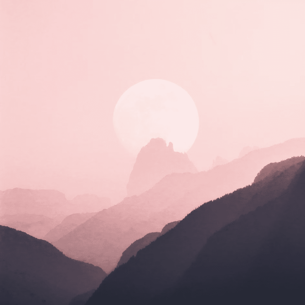 pink mountains moon